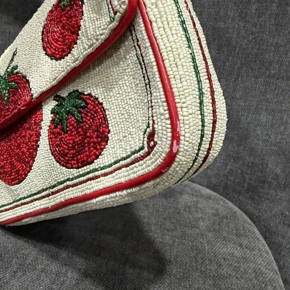 STAUD Tommy Beaded Floral Shoulder Bag Tomato - Picture 5 of 16